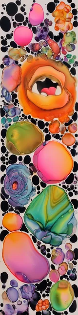 Free abstract bookmark featuring an orange monster mouth